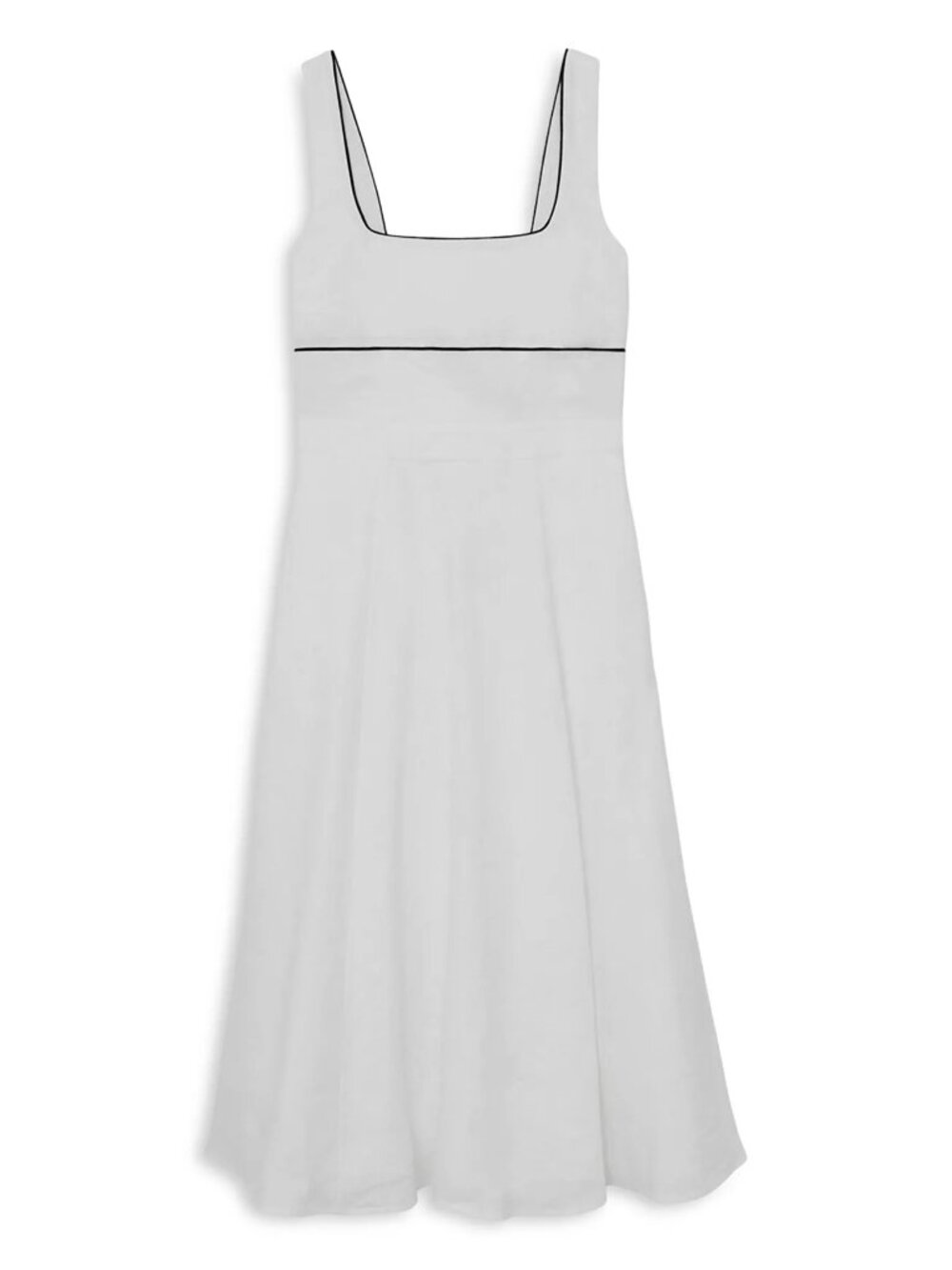 REISS Dorothea Contrast Trim Linen Midi Dress Ivory White US 6 UK 10 NWT - Picture 3 of 5